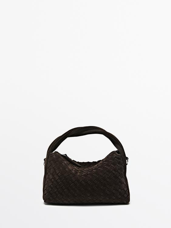 Small braided split leather bag | Zara US