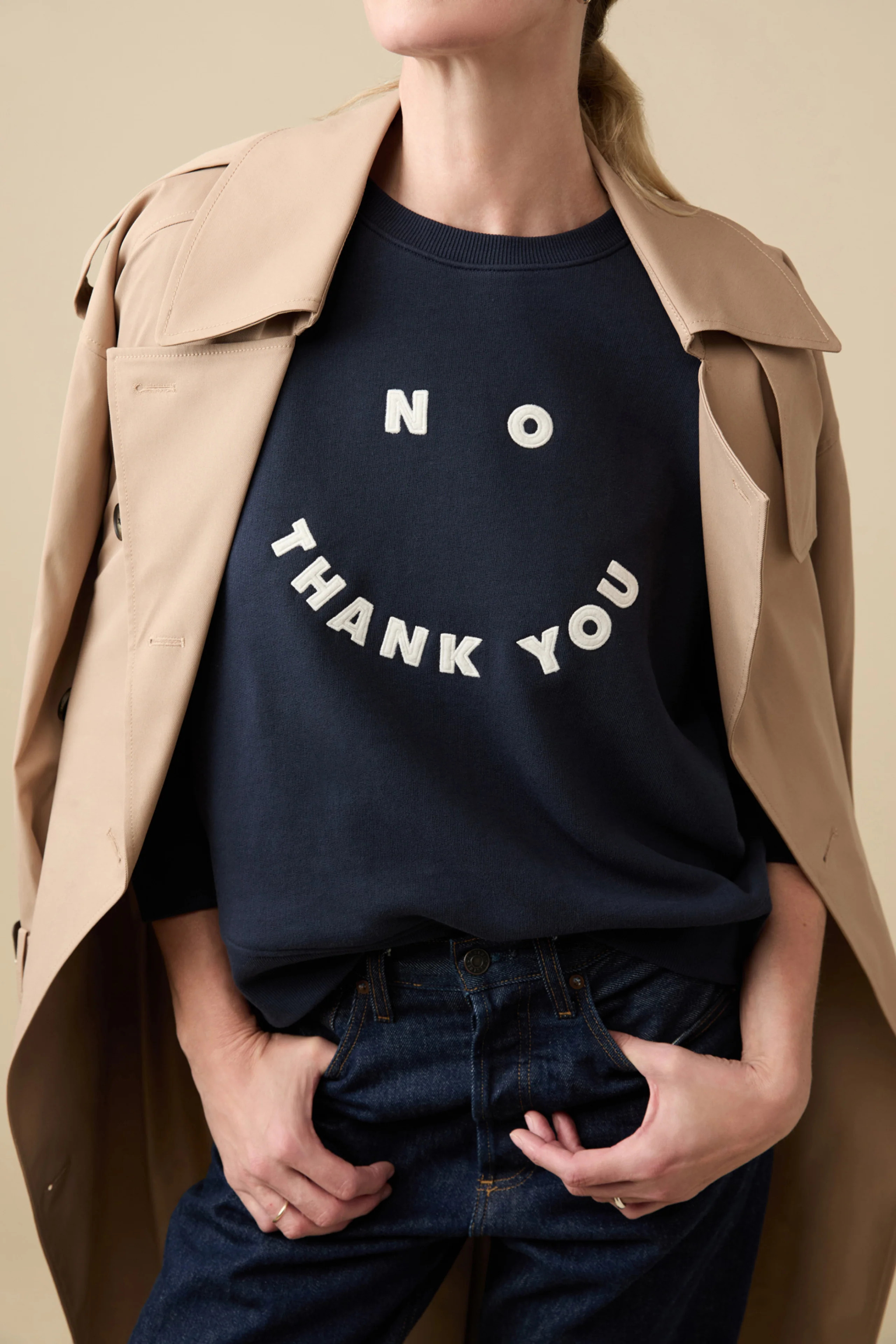 The No Thank You Sweatshirt in Navy | Sold Out NYC