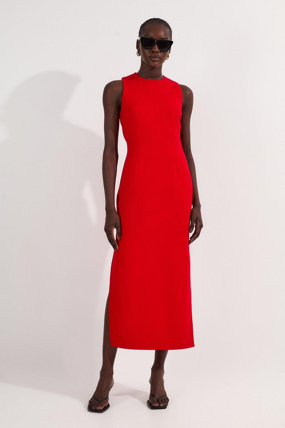 Ponte Crew Neck Maxi Dress | Karen Millen US