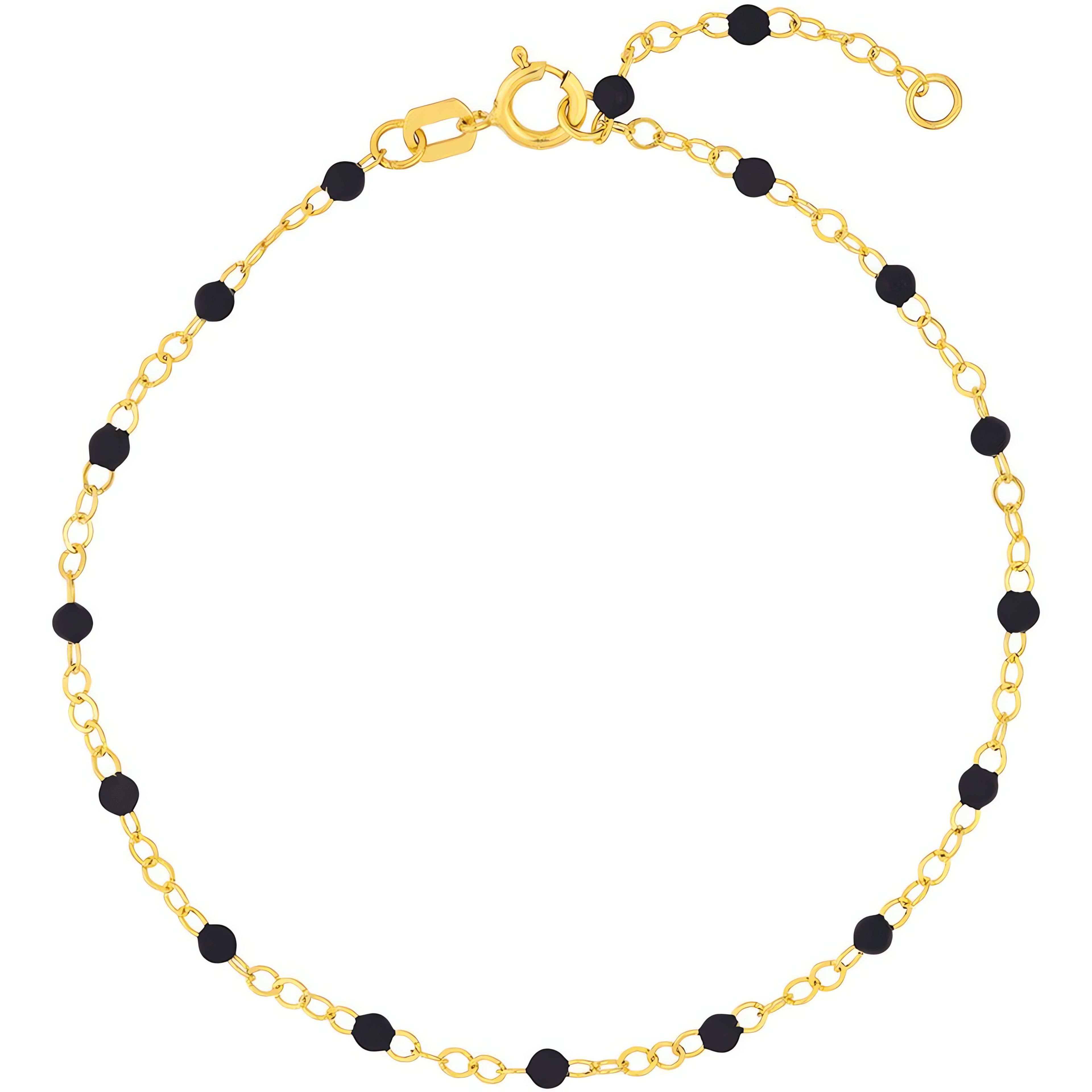 14kt Gold Black Enamel Bead on Piatto Chain Bracelet | Ritani