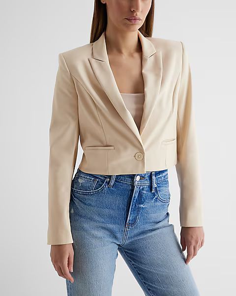 Faux Leather Cropped Blazer | Express