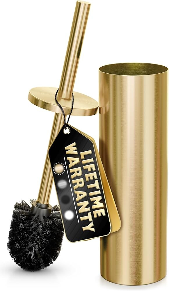 Gold Toilet Brush and Holder Set - Brushed Stainless Steel Gold Toilet Bowl Brush and Holder with... | Amazon (US)