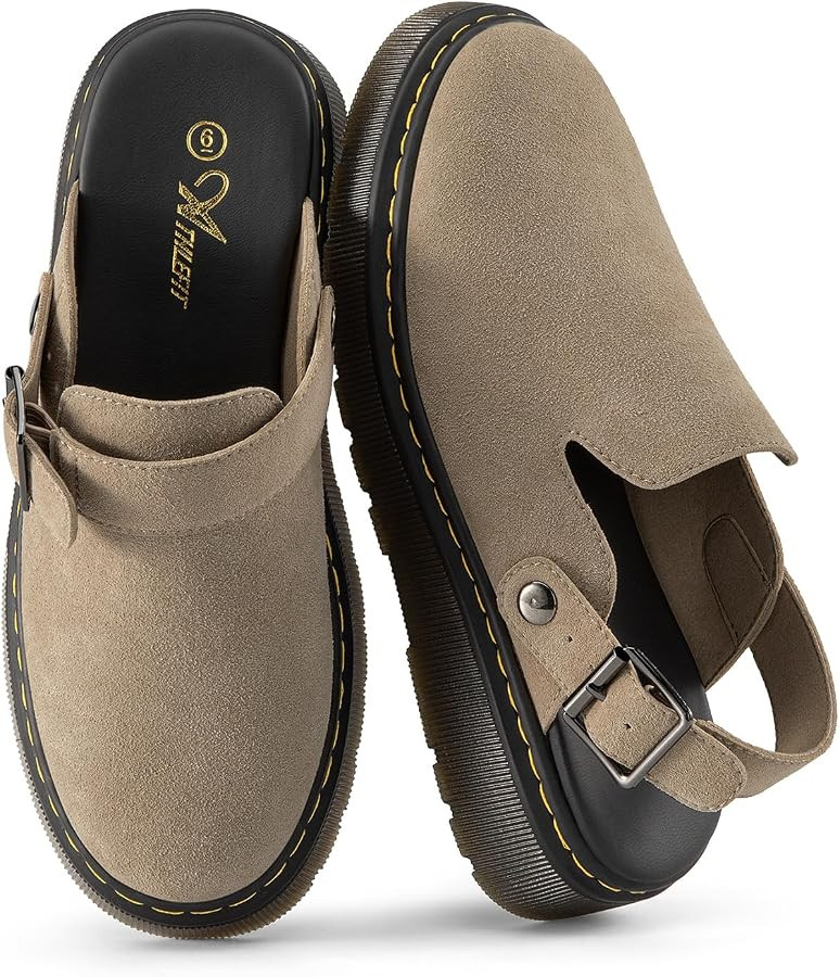Athlefit Women's Slip On Suede Clogs with Back Strap | Amazon (US)