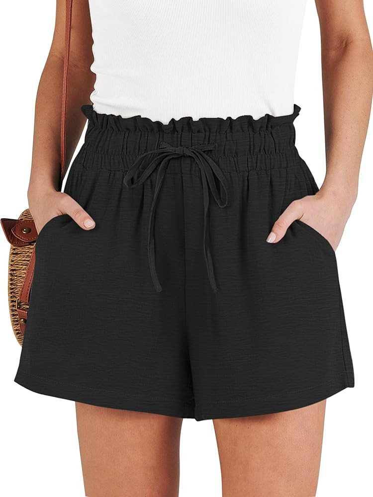 ANRABESS Shorts for Women Summer Casual High Waisted Wide Leg Drawstring Lounge Shorts Comfy 2026... | Amazon (US)