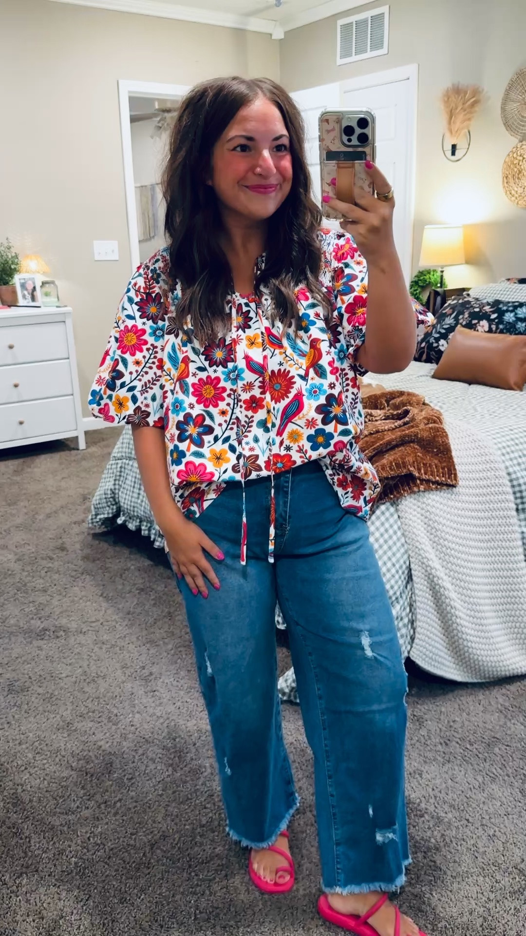 This colorful boho floral top from Amazon is such a fun way to brighten up a simple pair of jeans! 🌸✨


sandals: fit oversized // wearing a 4
jeans: fit true to size // wearing a 12
blouse: fits oversized // wearing an XL 

 #LTKMidsize #LTKWorkwear