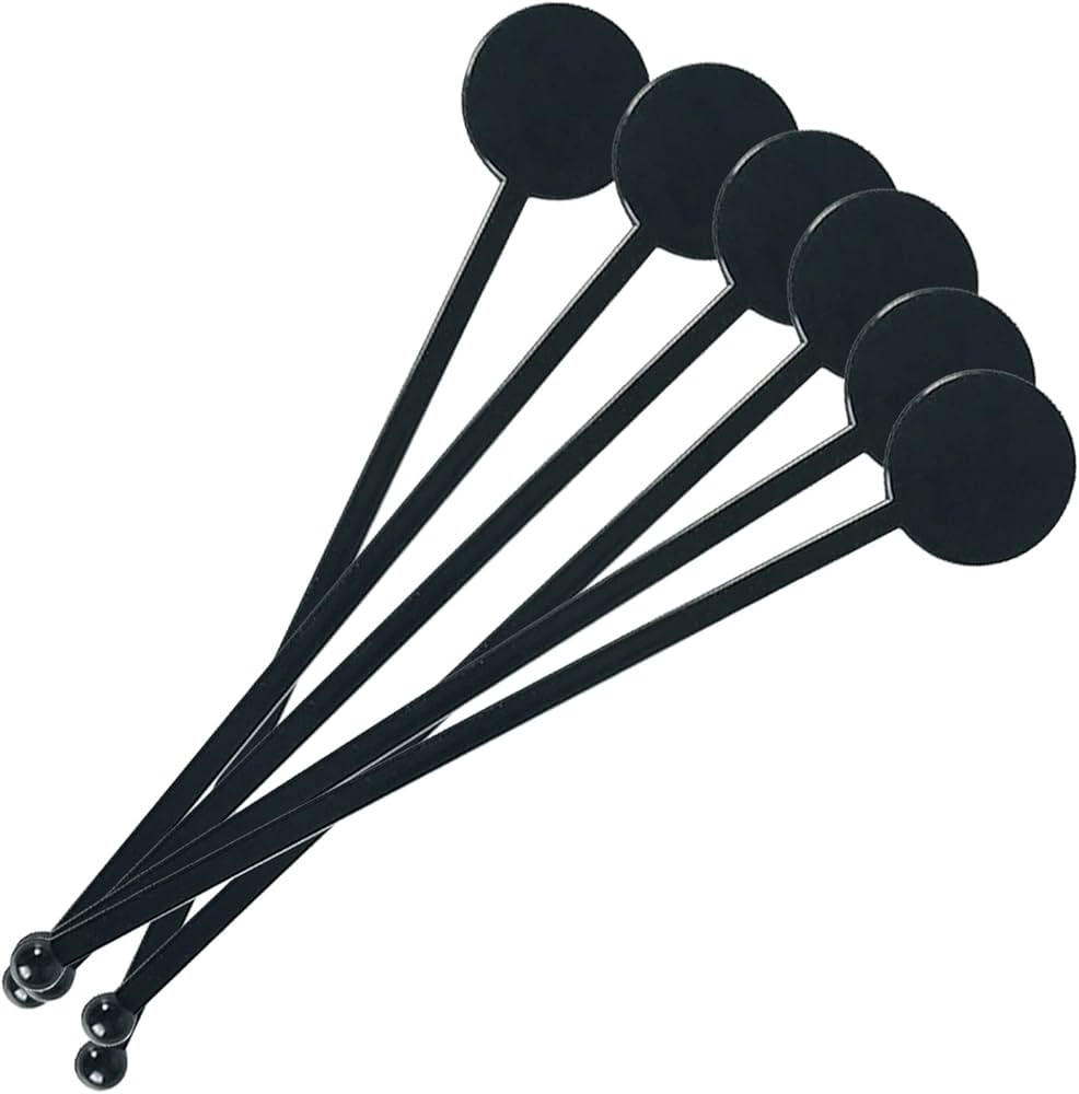 50Pcs 7 Inches Cocktail Swizzle Sticks, Disposible Plastic Disc Top Drink Stirrers Black Bar Drin... | Amazon (US)