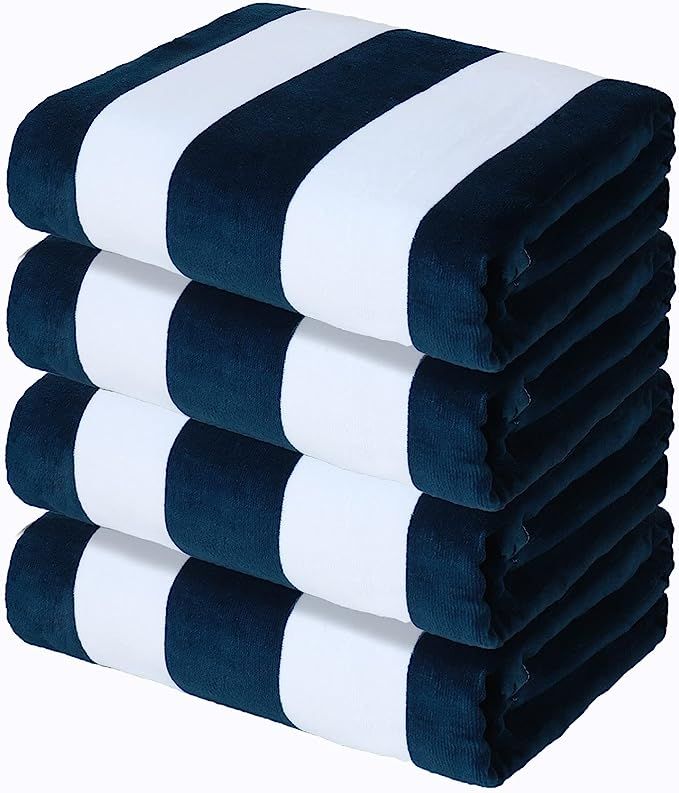 Exclusivo Mezcla 4-Pack Cotton Oversized 35"x70" Cabana Stripe Beach Towels, Super Absorbent Soft... | Amazon (US)