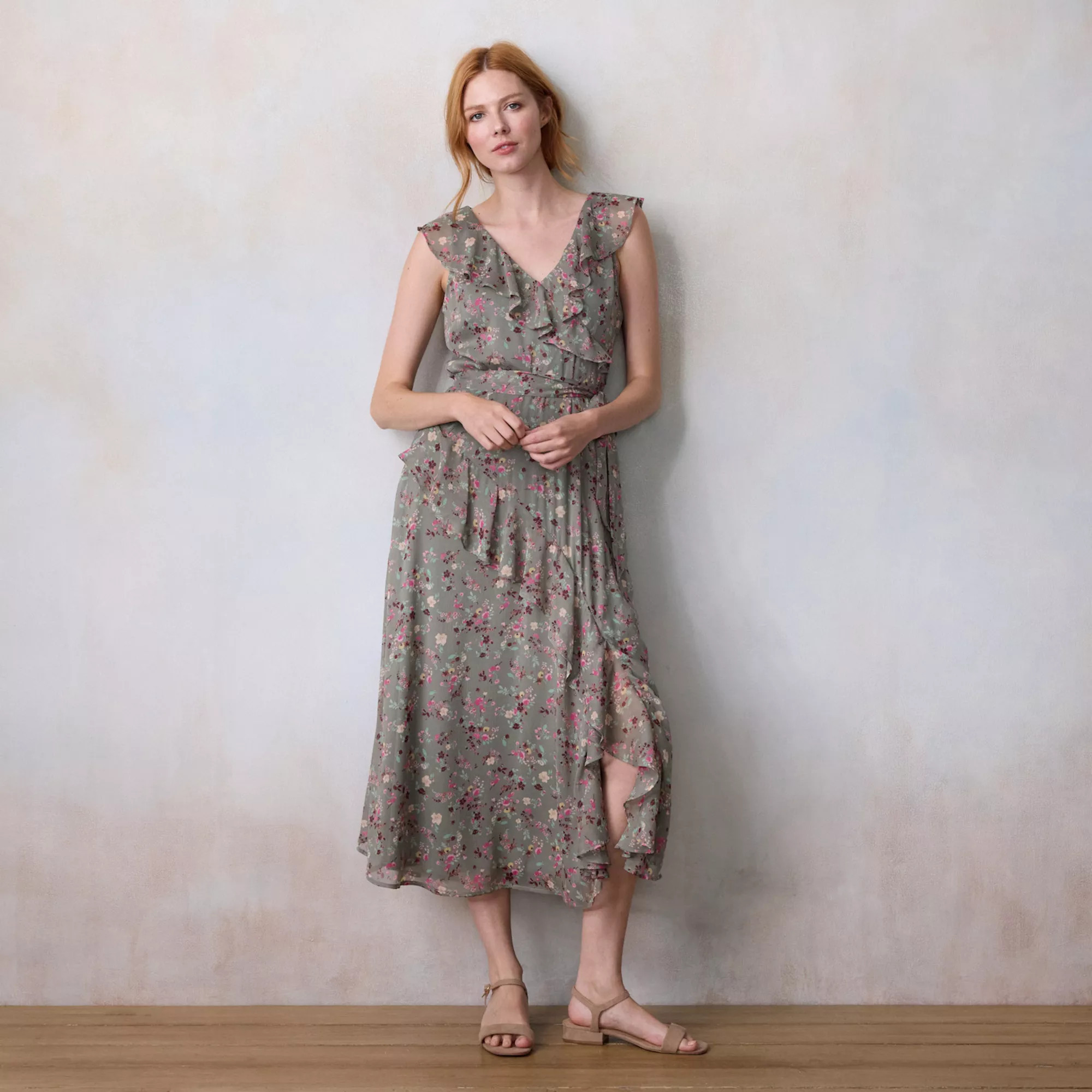 Women's LC Lauren Conrad Asymmetrical Ruffle Maxi Dress | Kohl's