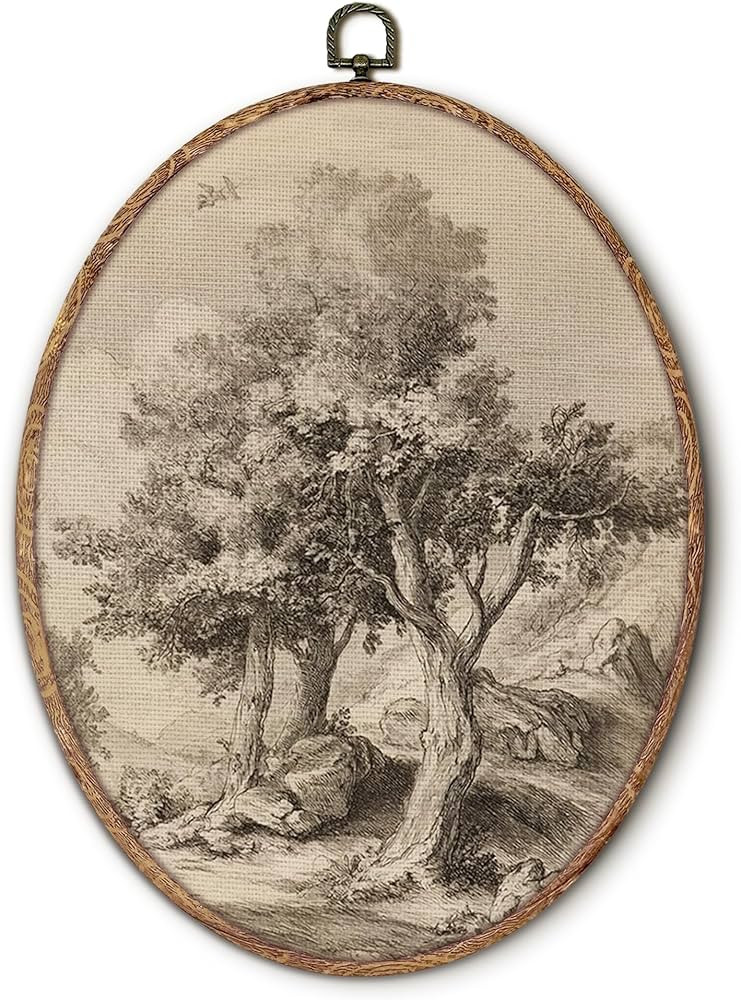 Hxlac Vintage Tree Sketch Oval Wall Art Framed, Minimalist Forest Oval Wall Decor, Cottagecore La... | Amazon (US)