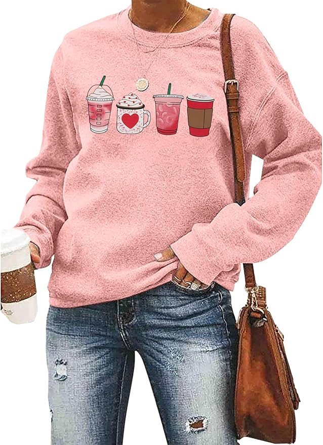 MYHALF Valentines Day Sweatshirt for Women Valentines Day Shirt Cute Ice Cream Graphic Pullover H... | Amazon (US)