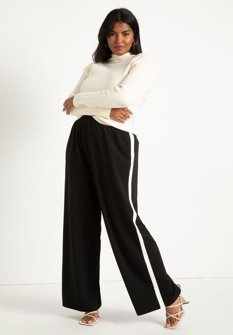 Wide Leg Pant With Side Stripe | Eloquii