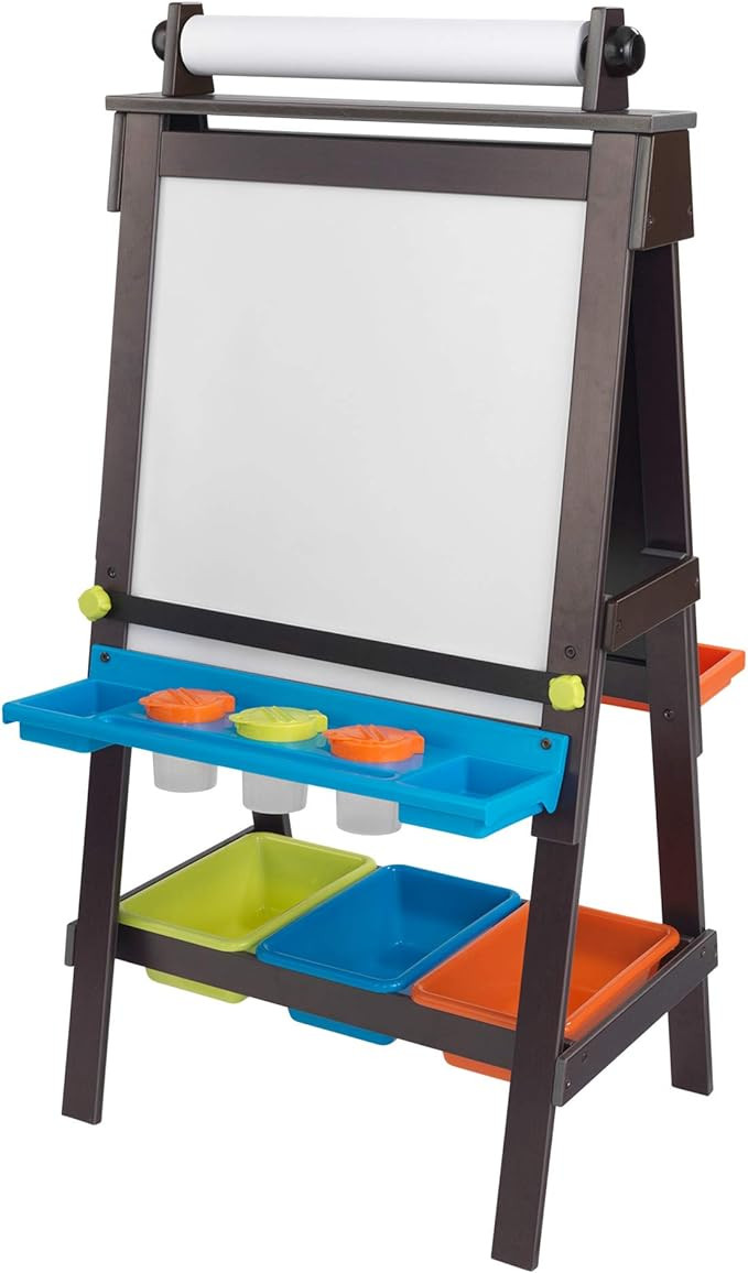KidKraft Wooden Storage Easel with Dry Erase and Chalkboard Surfaces, Children's Art Furniture - ... | Amazon (US)