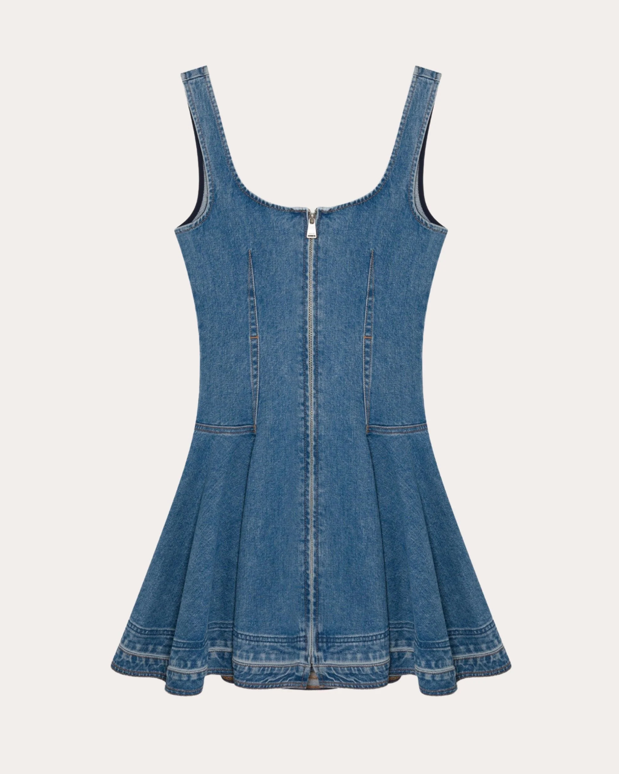 SIMKHAI Women's Eleodra Denim Fit & Flare Mini Dress in Zanpa Cotton/Denim/Elastane | Olivela