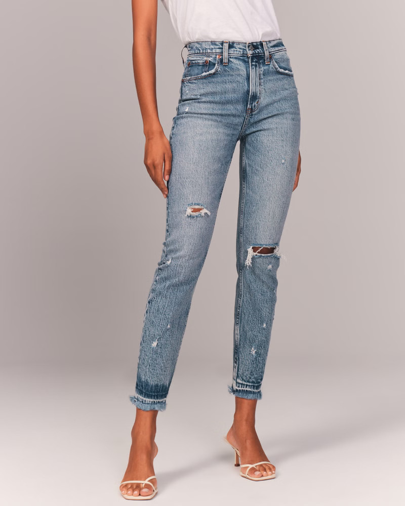 Ripped High Rise Mom Jeans | Abercrombie & Fitch (US)