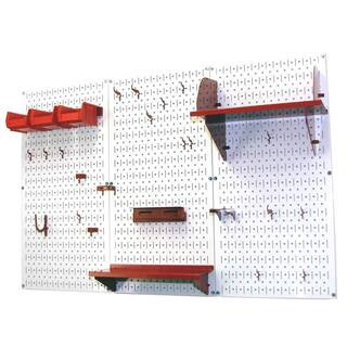 32 in. x 48 in. Metal Pegboard Standard Tool Storage Kit with White Pegboard and Red Peg Accessor... | The Home Depot