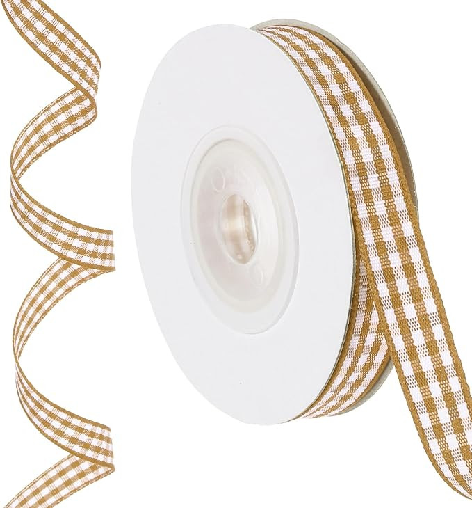 PATIKIL 10 Yards x 0.4" Plaid Ribbon, Brown and White Gingham Gift Wrapping Ribbon for Thanksgivi... | Amazon (US)