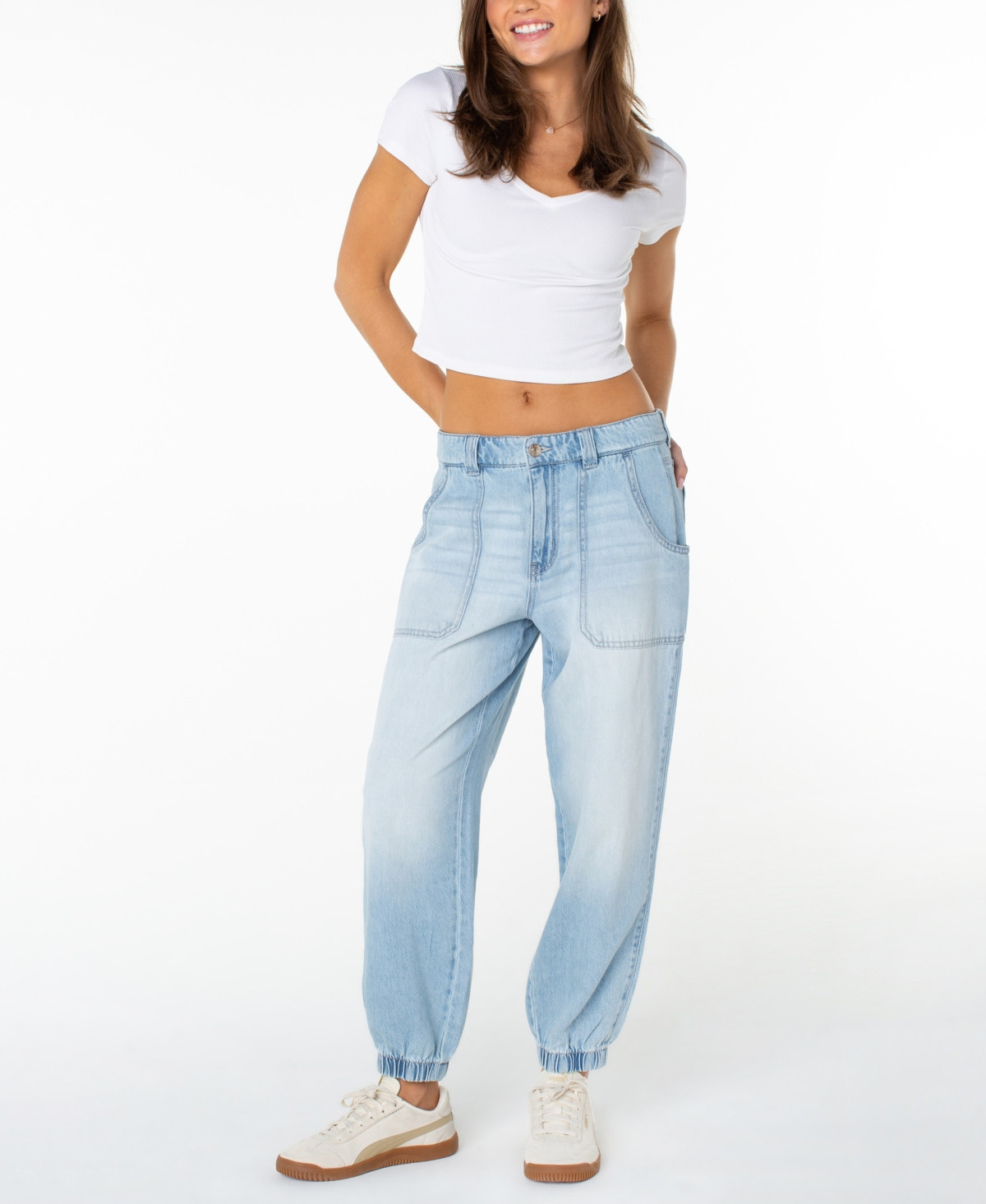 Celebrity Pink Juniors' High-Rise Denim Joggers - Jacqueline | Macy's