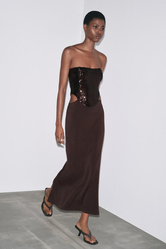 SEQUIN CUT-OUT COMBINATION DRESS | Zara US