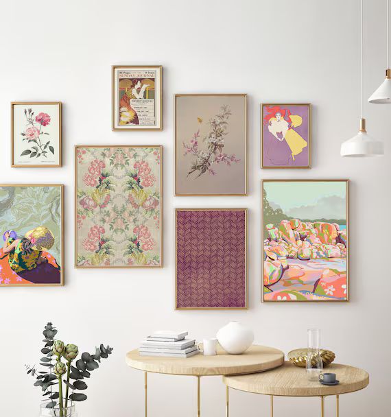 Purple Floral Gallery Wall Prints Set of 8 Downloadable Art - Etsy | Etsy (US)