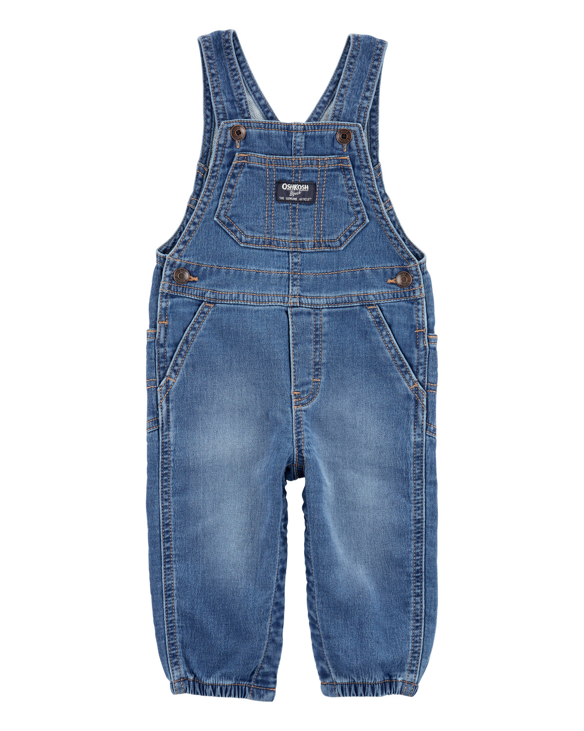 Baby Knit-Like Denim Overalls - Medium Wash | Carter's Inc