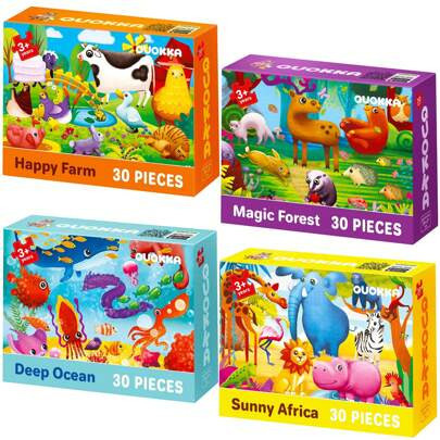Mega Set 4 30-60 Pcs Search & Find Puzzles For Kids | Animals (Variation) | SHEIN