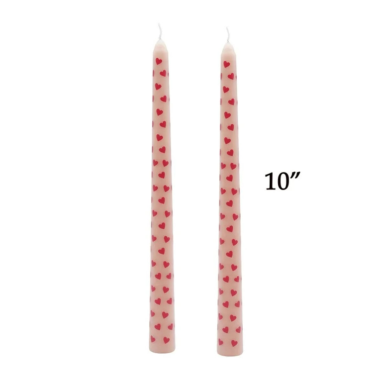 My Texas House Valentine 10" Red Hearts & Pink Taper Candles, Unscented, 2 Count | Walmart (US)