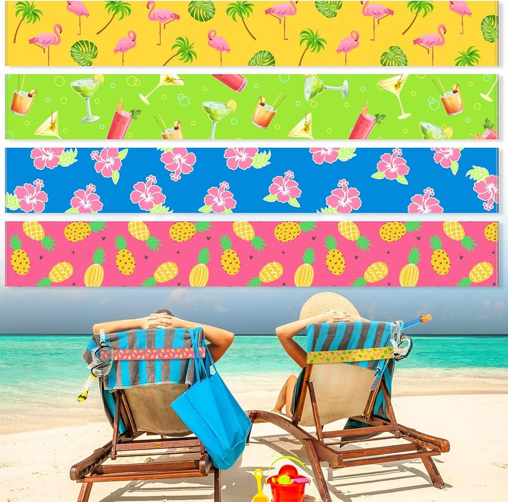 Boao 4 Pack Towel Bands for Beach Chairs Cruise Towel Clips for Lounge Pool Chairs Elastic Windpr... | Amazon (US)