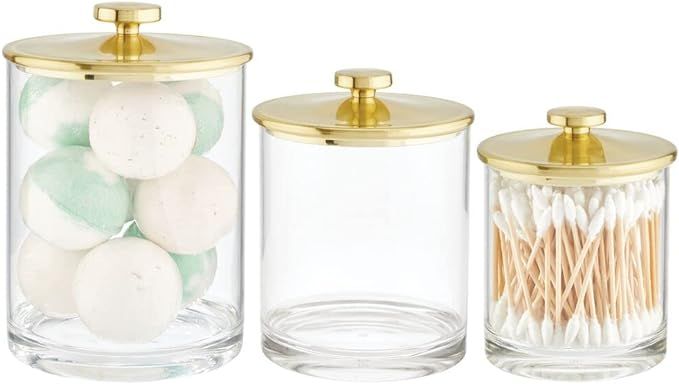 Amazon.com: mDesign Plastic Apothecary Canister Jar Storage Organizer for Bathroom, Bedroom, Vani... | Amazon (US)