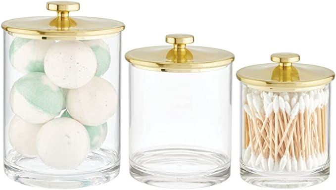 mDesign Plastic Apothecary Canister Jar Storage Organizer for Bathroom, Bedroom, Vanity, Kitchen ... | Amazon (US)