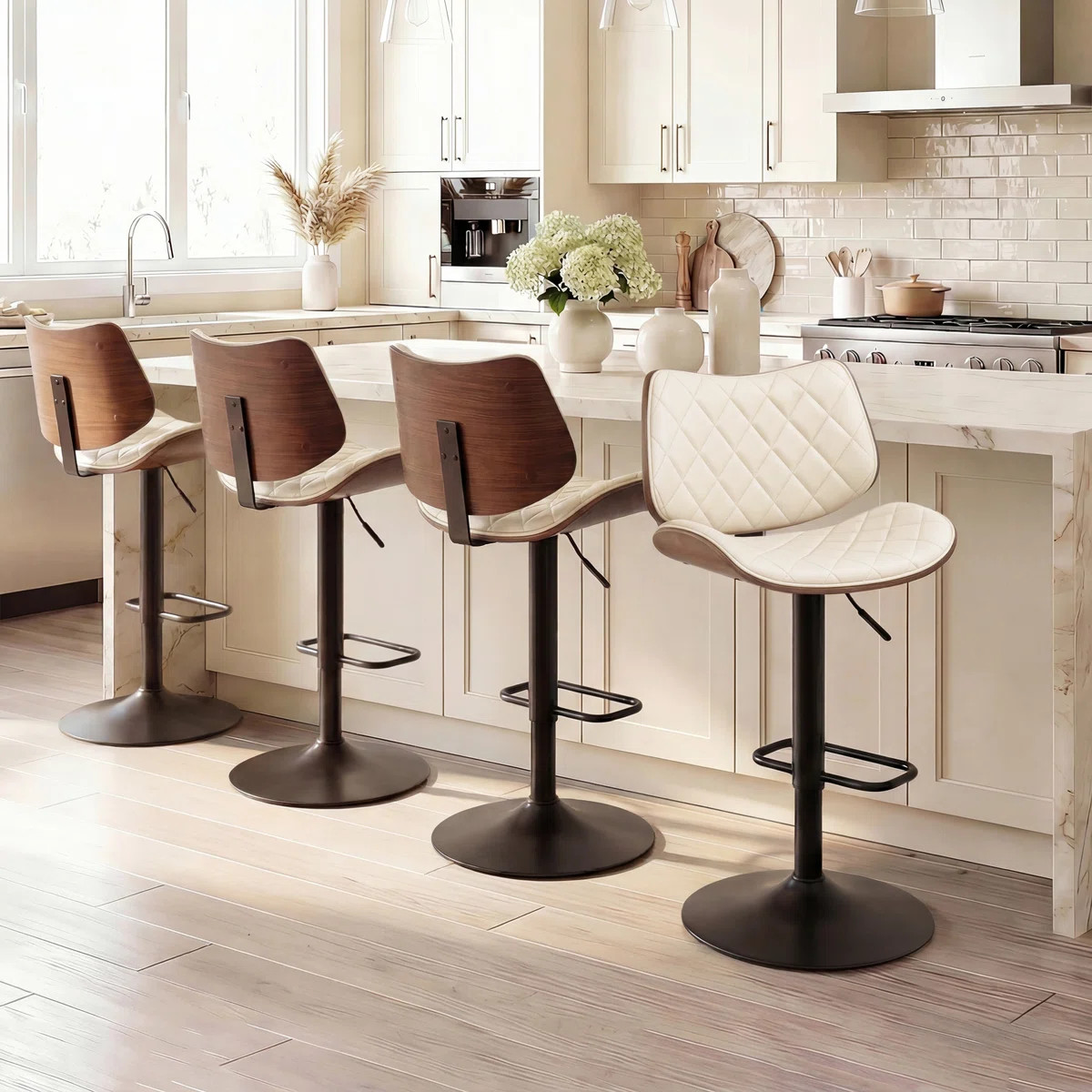 Swivel Adjustable Height Bar Stools (Set of 4) | Wayfair North America