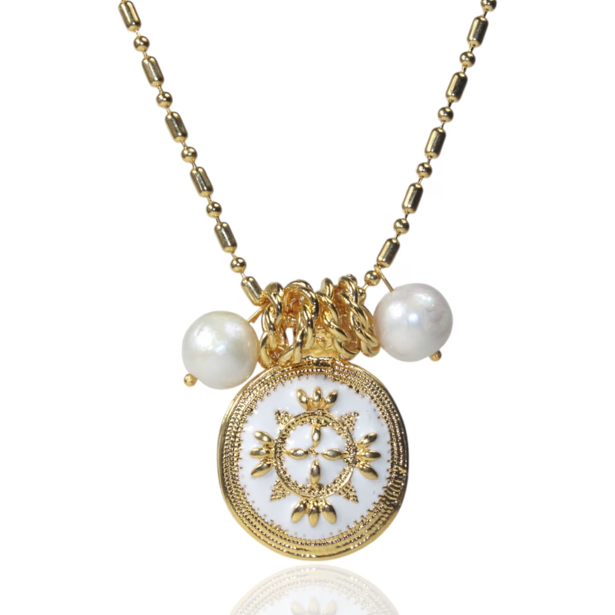 Golden Sunburnst Gold Plated Pearl Necklace | Wolf & Badger