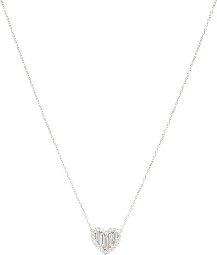 Nordstrom Sterling Silver & Cubic Zirconia Heart Pendant Necklace | Nordstrom | Nordstrom