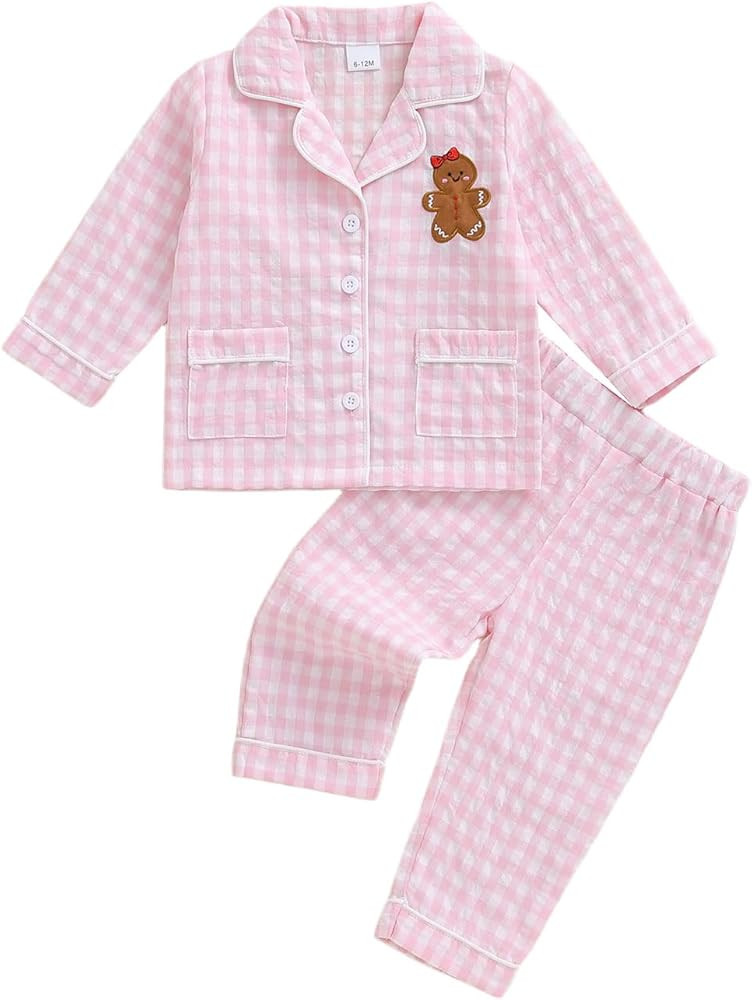 Kuriozud Kids Christmas Pajamas Toddler Baby Boy Girl Button Down Pjs Tops Pants Little Boys Girl... | Amazon (US)