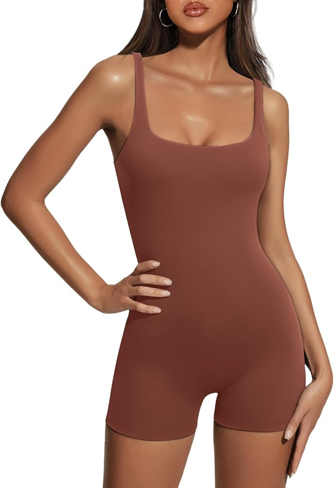 AUTOMET Womens Jumpsuits Shorts Rompers Workout One Piece Bodysuits Jumpers Yoga Summer Fashion V... | Amazon (US)