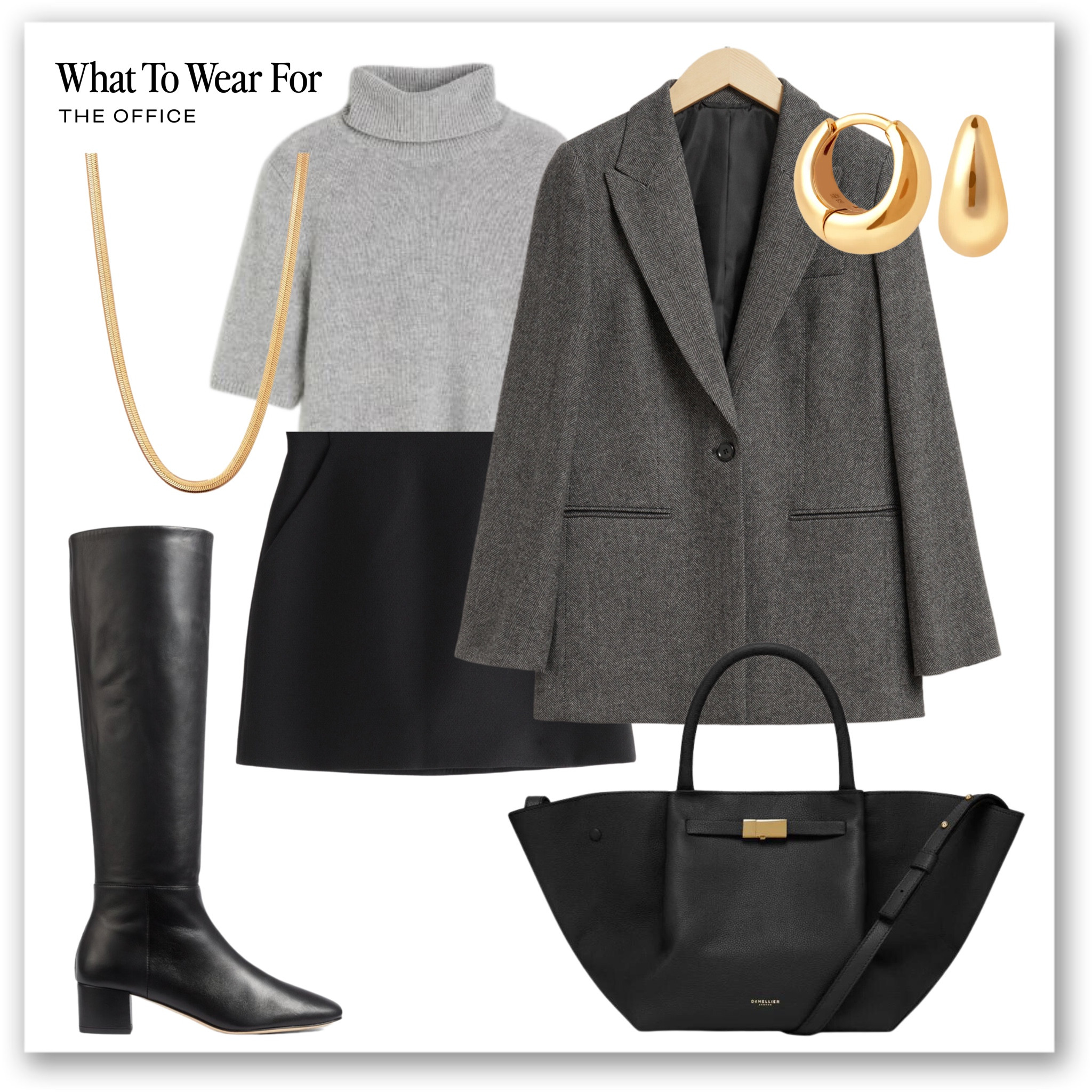 Office outfit inspo

Workwear, grey blazer, roll neck, mini skirt, knee gift boots, demellier tote bag 

#LTKSeasonal #LTKworkwear #LTKstyletip