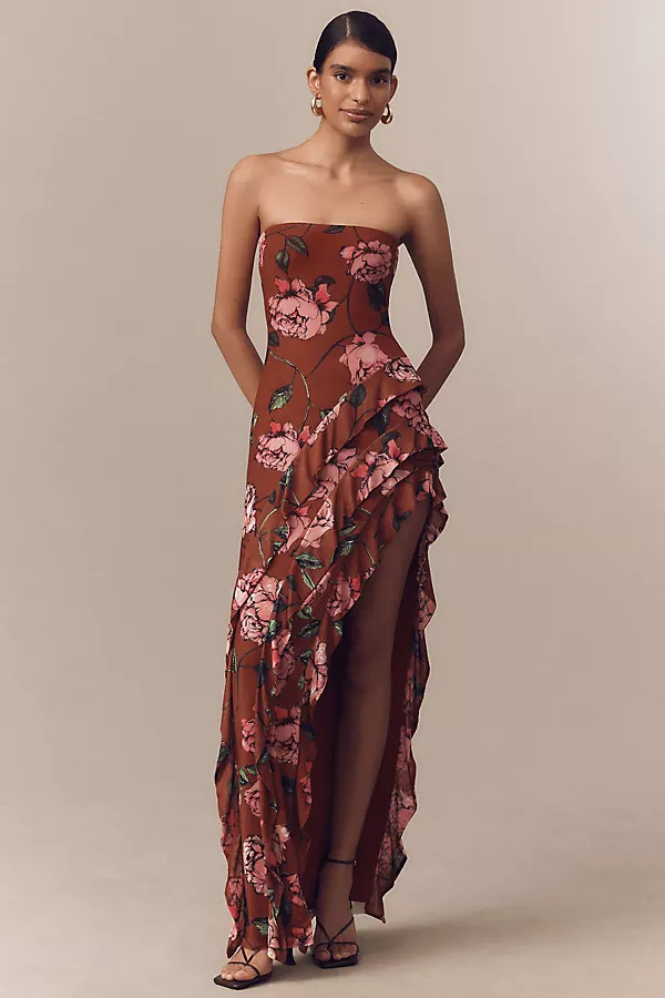 AFRM Siobhan Strapless Stretch Mesh Maxi Dress | Anthropologie (US)