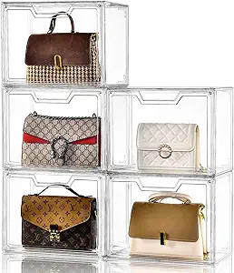 Purse Organizer for Closet,Clear Acrylic Display Case for Handbag Organizer, Purse Storage Box wi... | Amazon (US)