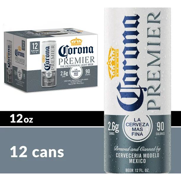 Corona Premier Beer Mexican Light Beer 12 Pack, 12 fl oz Cans - Walmart.com | Walmart (US)