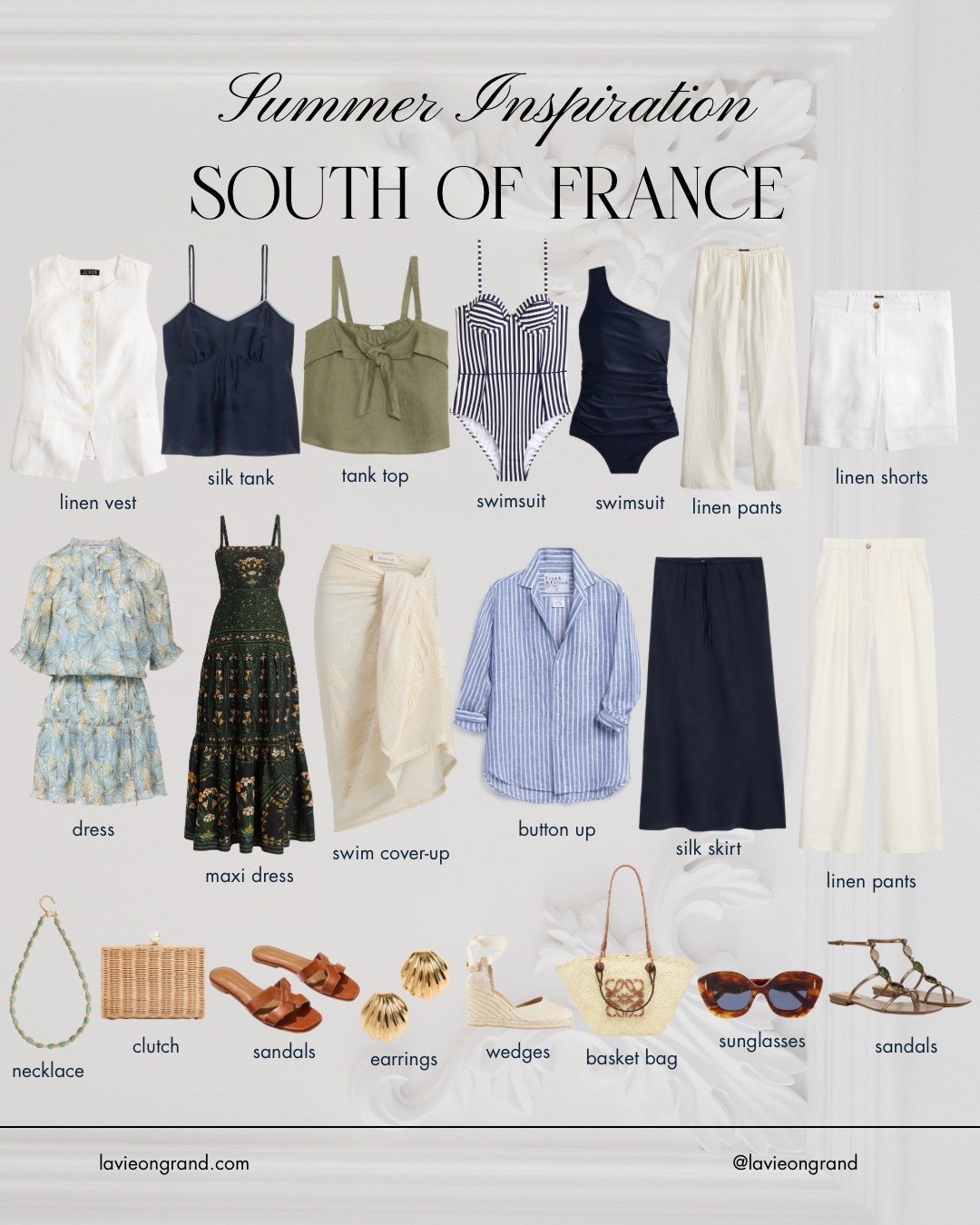 South of France packing list
Vacation packing list 
Vacation outfit 
Summer outfit
Linen outfit 
Swimsuit 
Sandals 

#LTKStyleTip #LTKTravel #LTKSeasonal
