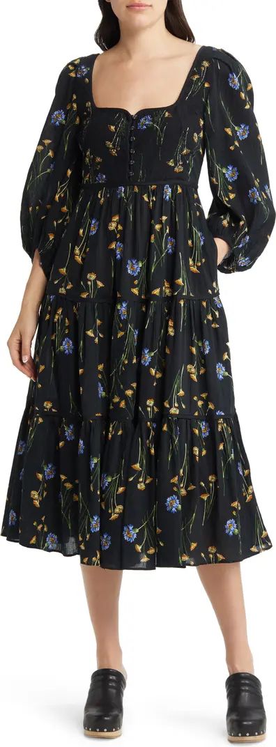 Xiomara Floral Print Long Sleeve Cotton Dress | Nordstrom