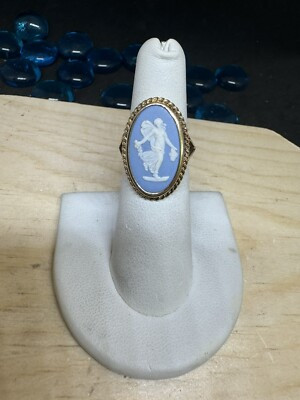 10k yellow gold vintage wedgewood blue jasper ring size 5.5 | eBay | eBay US