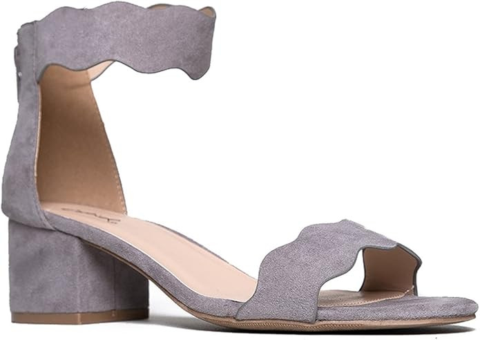 J. Adams Suede Open Toe Ankle Strap Sandal - Trendy Kitten Heel Shoe - Low Block Formal Heel - Mi... | Amazon (US)