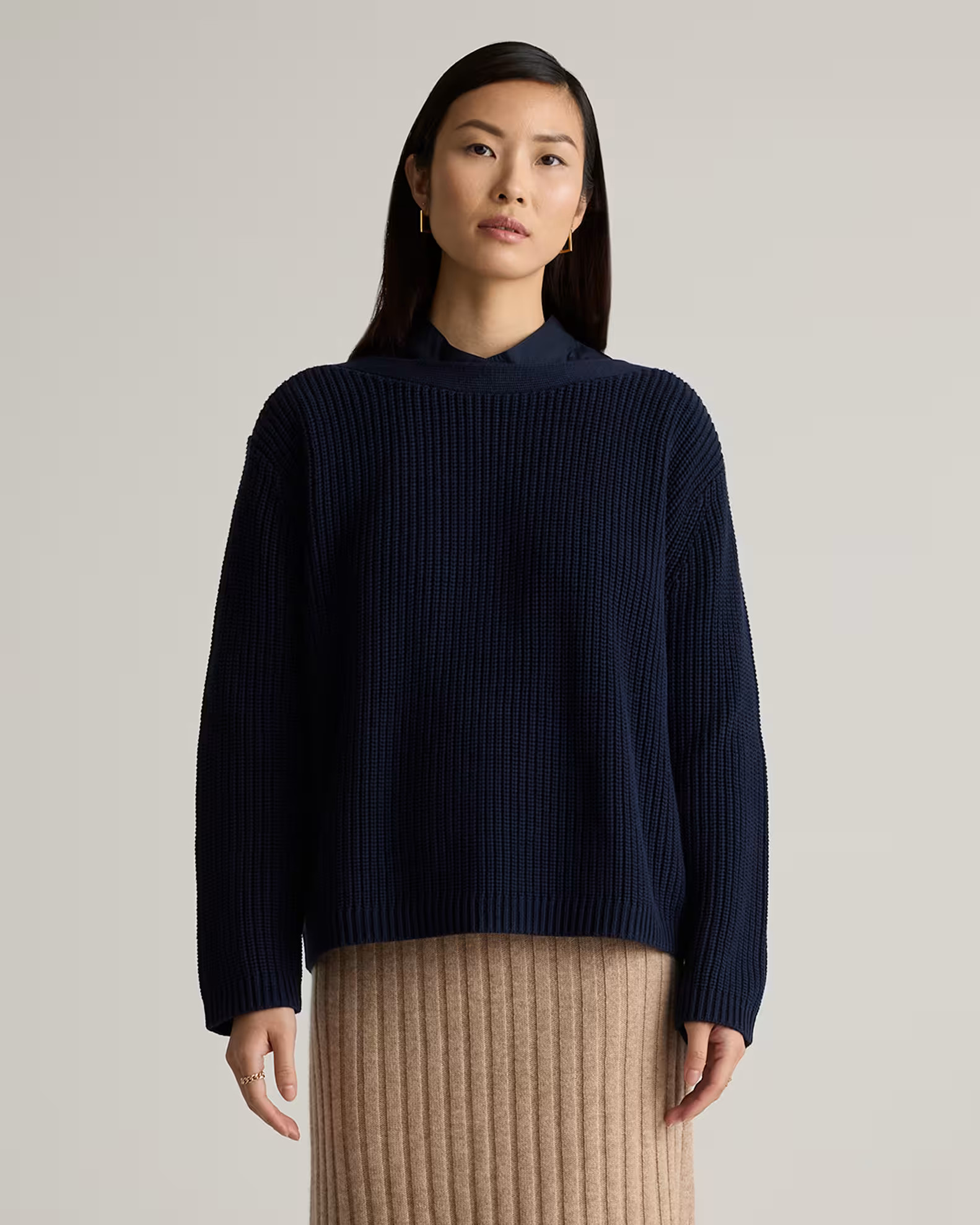 100% Organic Cotton Fisherman Boatneck Sweater in Navy | Quince