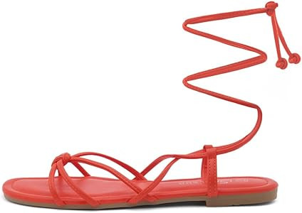 Shoe Land Women\u2019s Flat Lace Up Sandals \u2013 Strappy Gladiator Sandals with Adjustable Cris... | Amazon (US)