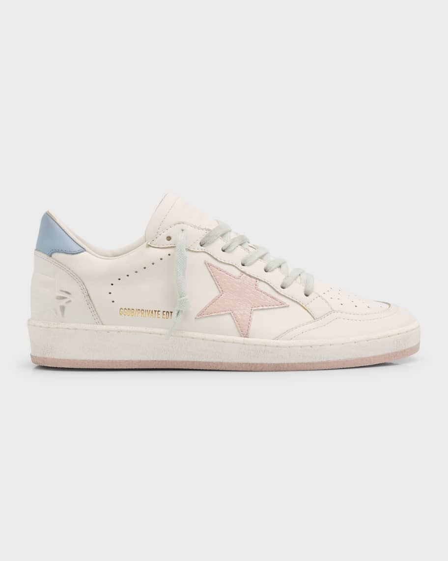 Ballstar Mixed Leather Low-Top Sneakers | Neiman Marcus