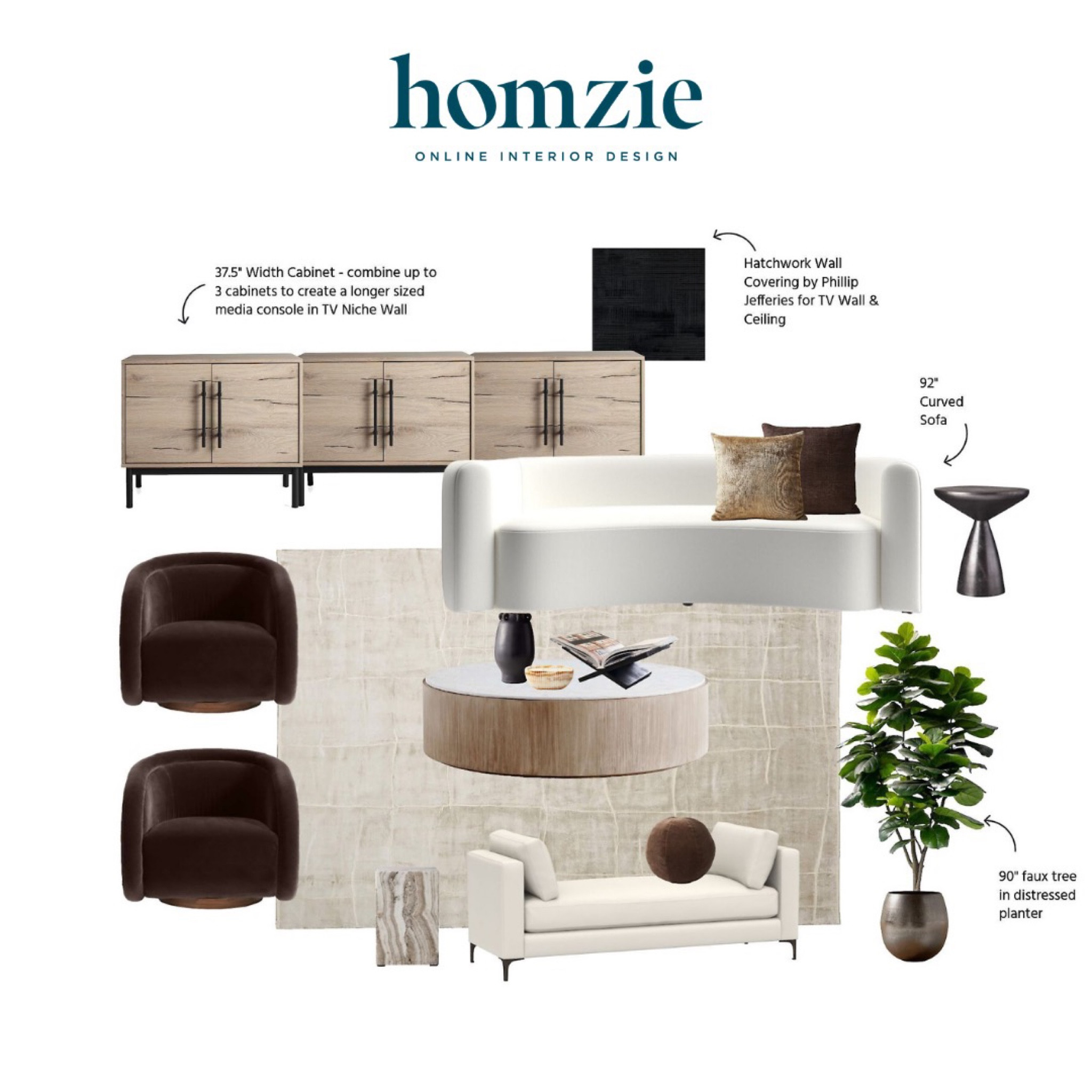 We loved designing this luxurious moody modern living room for our virtual interior design client. This space features a curved sofa, silk throw pillows, a two-door wooden cabinet, and an onyx stool

Work 1:1 with a Homzie virtual interior designer for a low flat-rate and receive a custom, shoppable decorating plan! - all online.  Get started homziedesigns.com/work-with-us


#LTKHome #LTKStyleTip