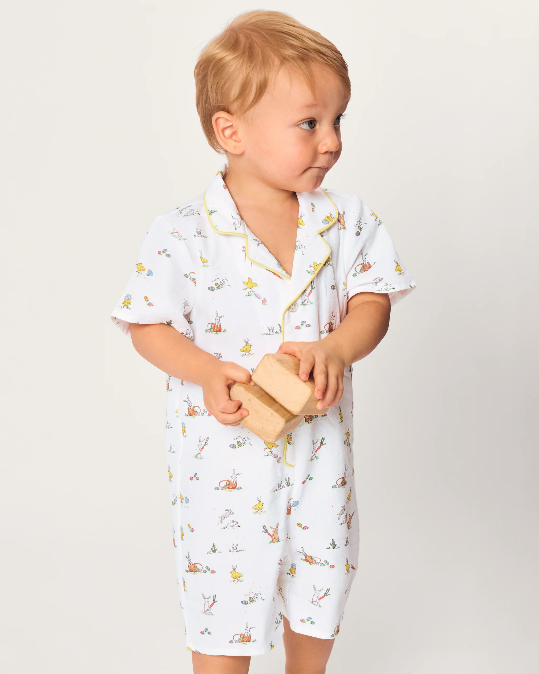 Baby's Twill Summer Romper in Easter Frolic | Petite Plume