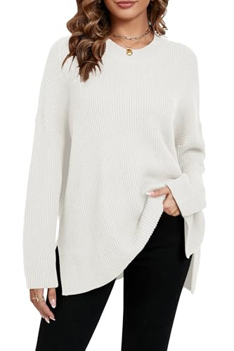 Zyyfly White Chunky Sweater Pullover Winter Maternity Clothes Knitted Sweaters for Women Loose Work Sweaters for Women White L | Amazon (US)