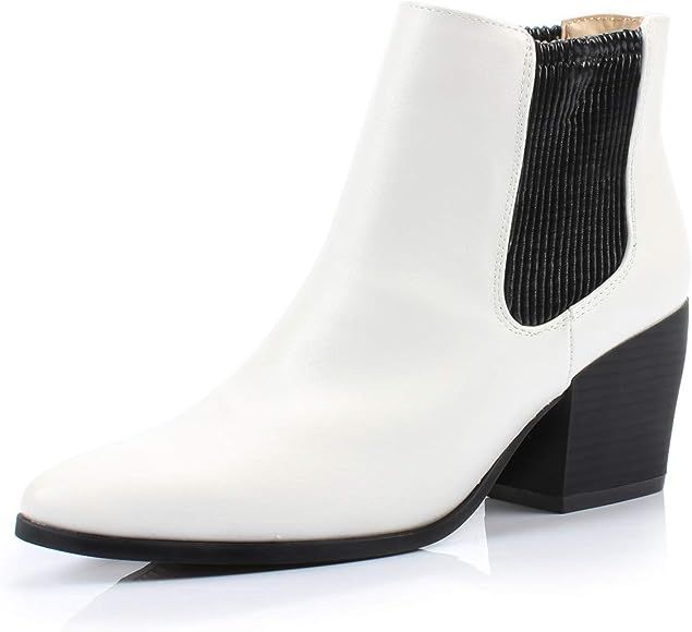 DUNION Women's Slip On Glamour Fashion Chunky Heel Ankle Boot | Amazon (US)