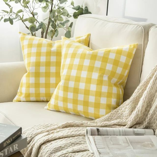 Phantoscope Gingham Checker Plaid Farmhouse Summer Square Decorative Throw Pillow for Couch, 18" ... | Walmart (US)